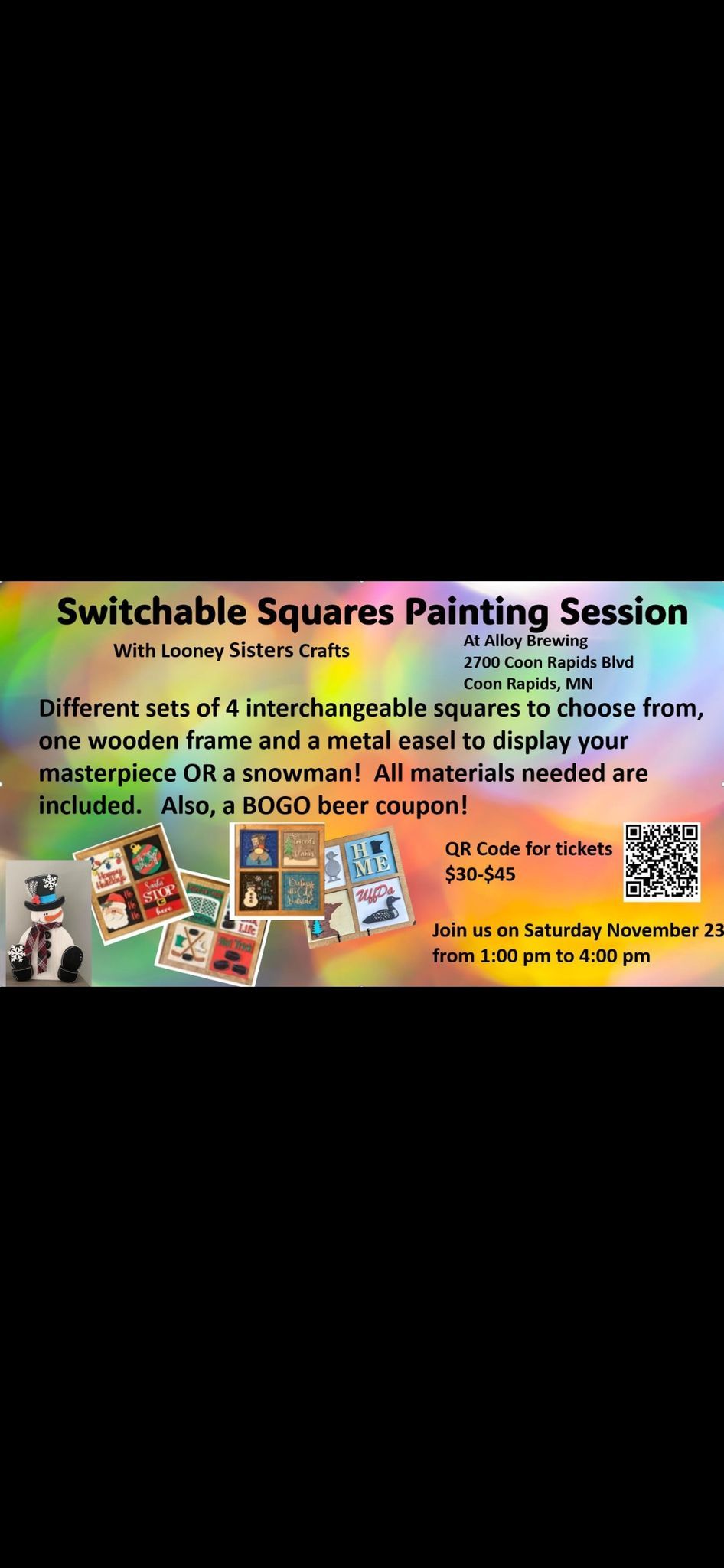  Painting Session with Switchable Squares OR a Snowman!