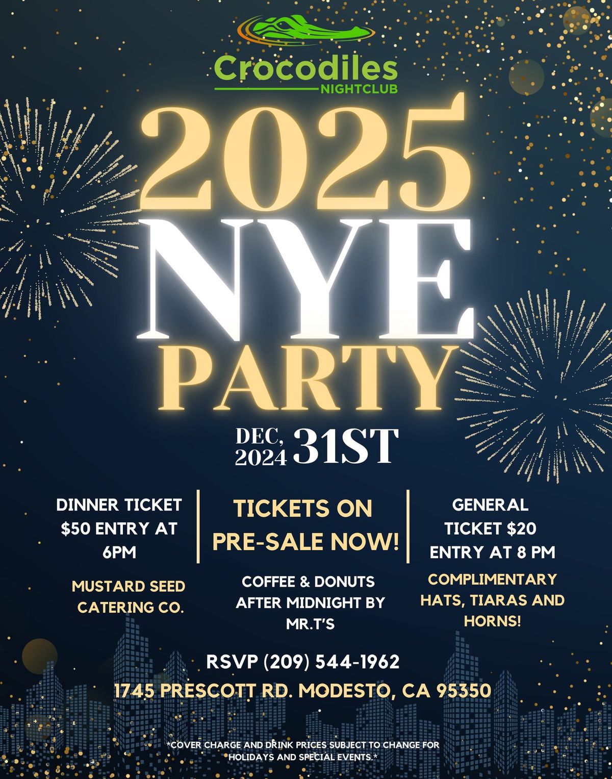 New Year's Eve Dinner and Party at Crocodiles Nightclub