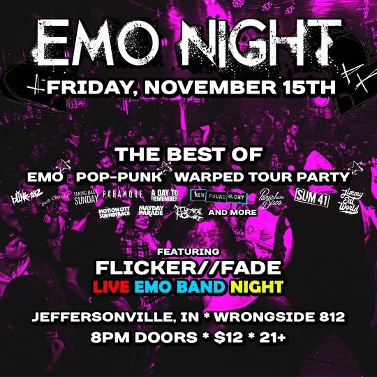 EMO NIGHT ft. Flicker\/\/Fade Live Band Emo Night