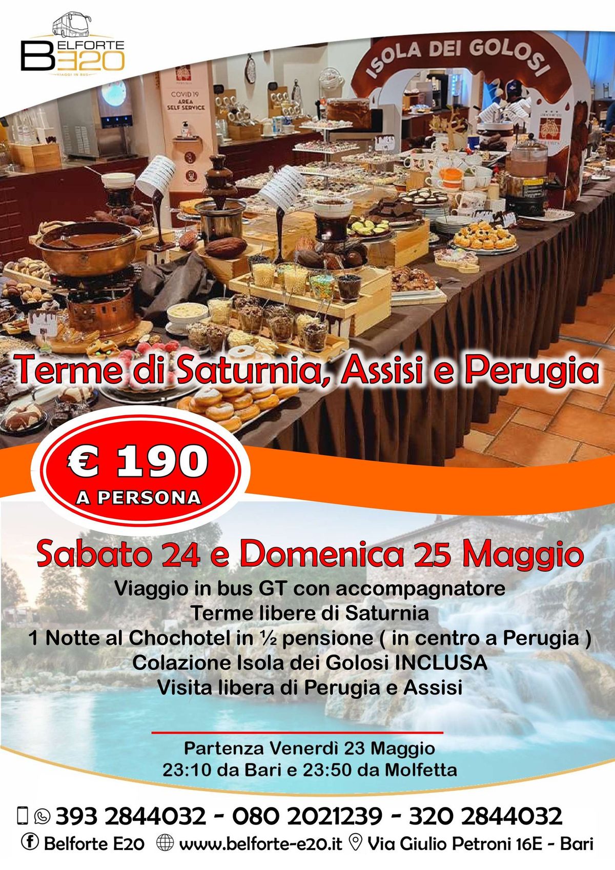  Terme di Saturnia,Assisi, Perugia con notte al Chochotel 24 - 25  Maggio 2025 By BE20