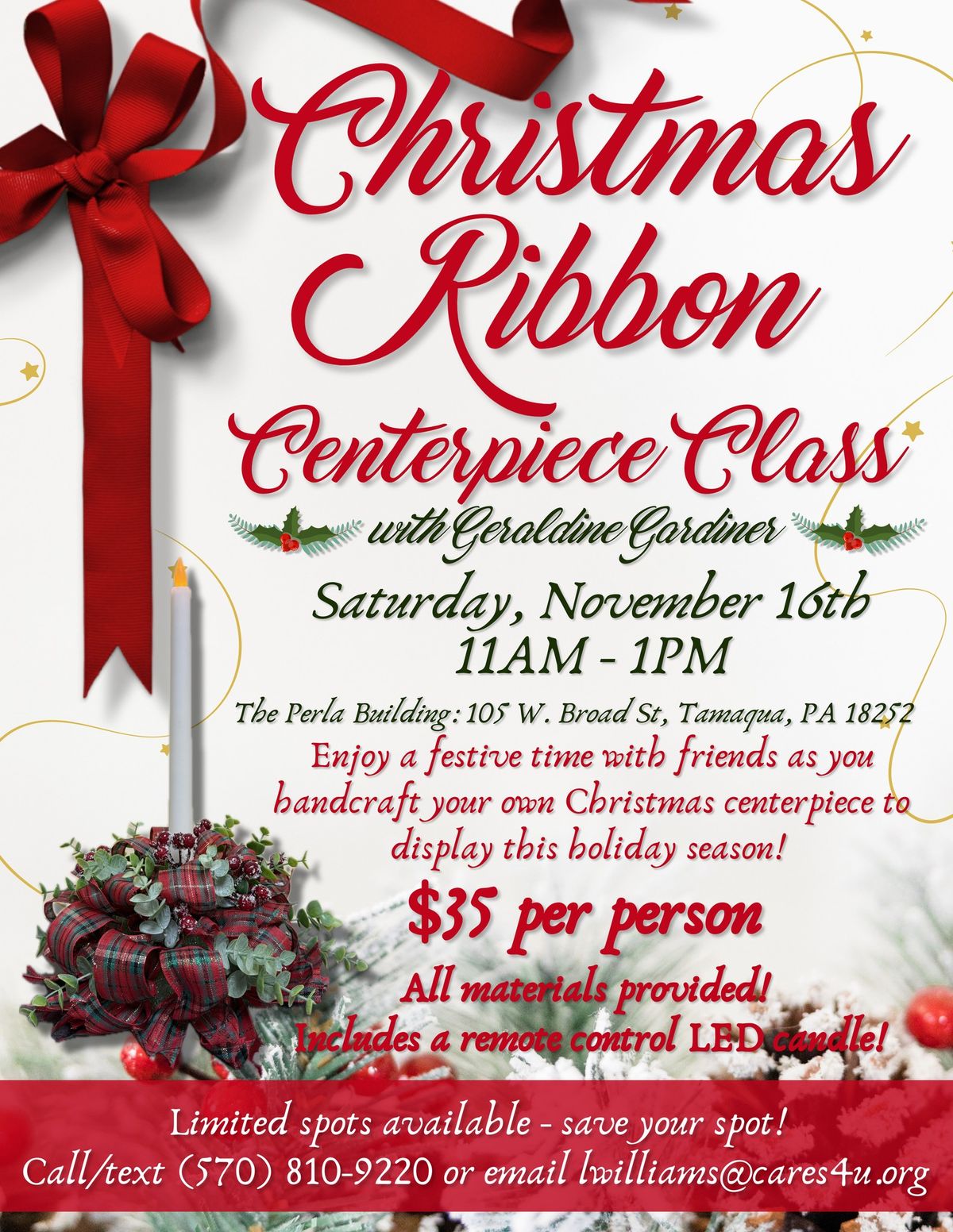 Christmas Ribbon Centerpiece Class