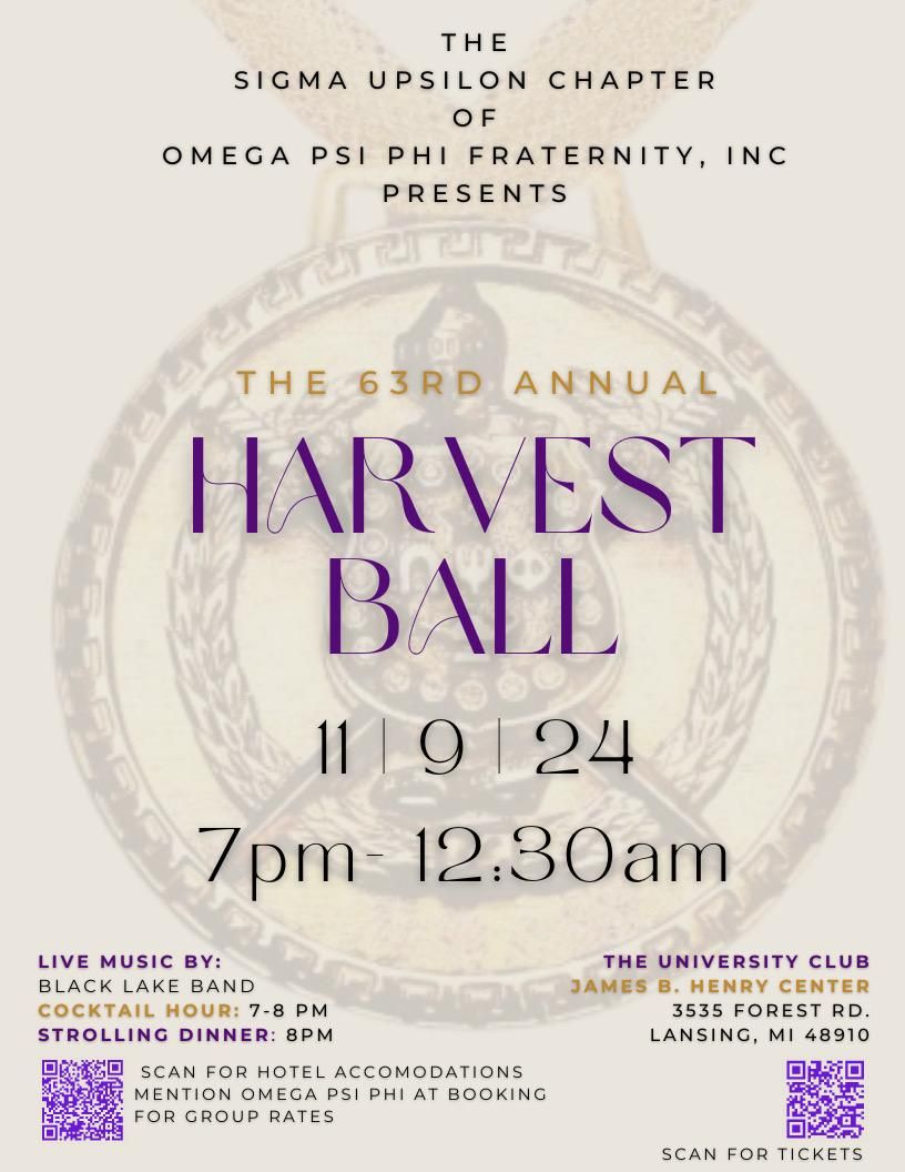 63rd Annual Harvest Ball hosted by Omega Psi Phi  Saturday, November 9th at The University Club