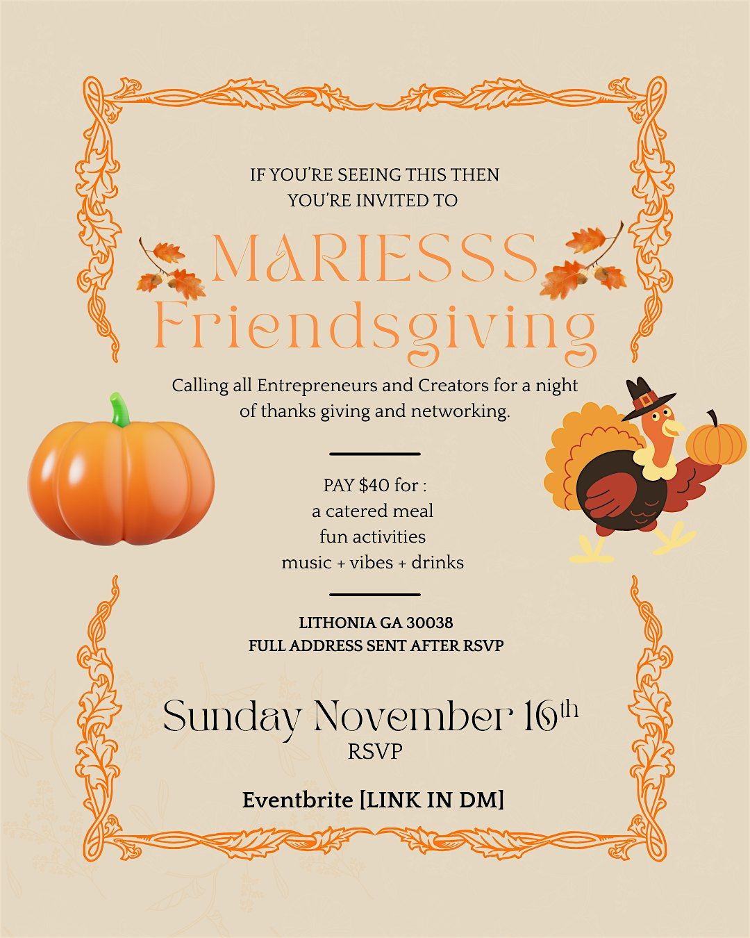 MARIESS Friendsgiving \u2013 Entrepreneurs & Creators Night