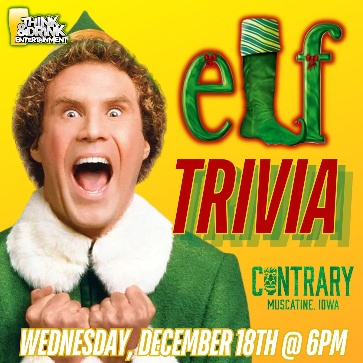 Elf Trivia Night @ Contrary Brewing (Muscatine, IA) \/ Wednesday, December 18th @ 6pm