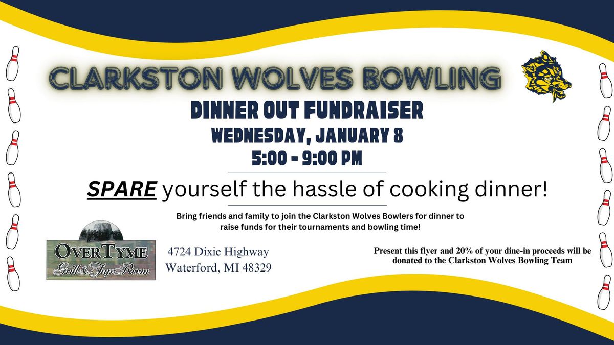 Clarkston Wolves Bowling Dinner Out Fundraiser