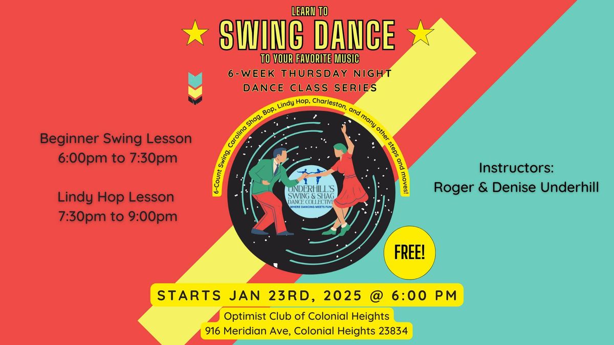 FREE Beginner Basic Swing and Intermediate Lindy Hop Classes (Winter 2025) 