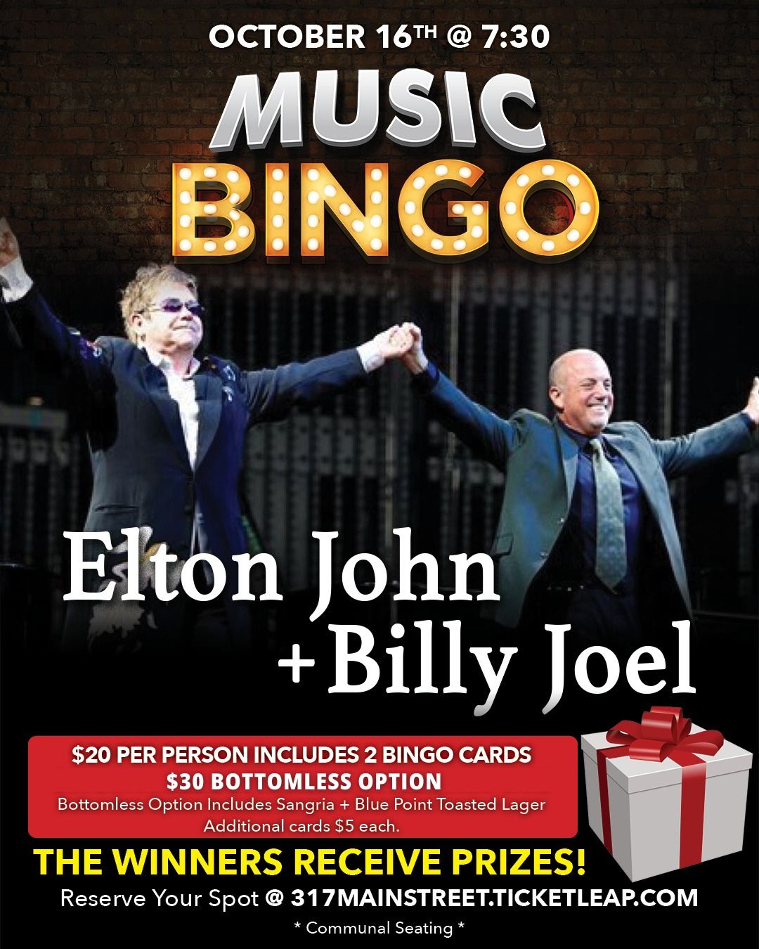 Billy Joel & Elton John Music Bingo at 317!