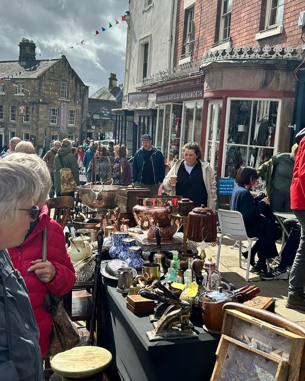 Wirksworth antiques in the street 