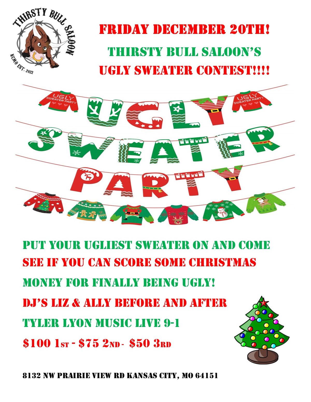 UGLY SWEATER CONTEST!! TYLER LYON MUSIC LIVE!! DJ LIZ & ALLY