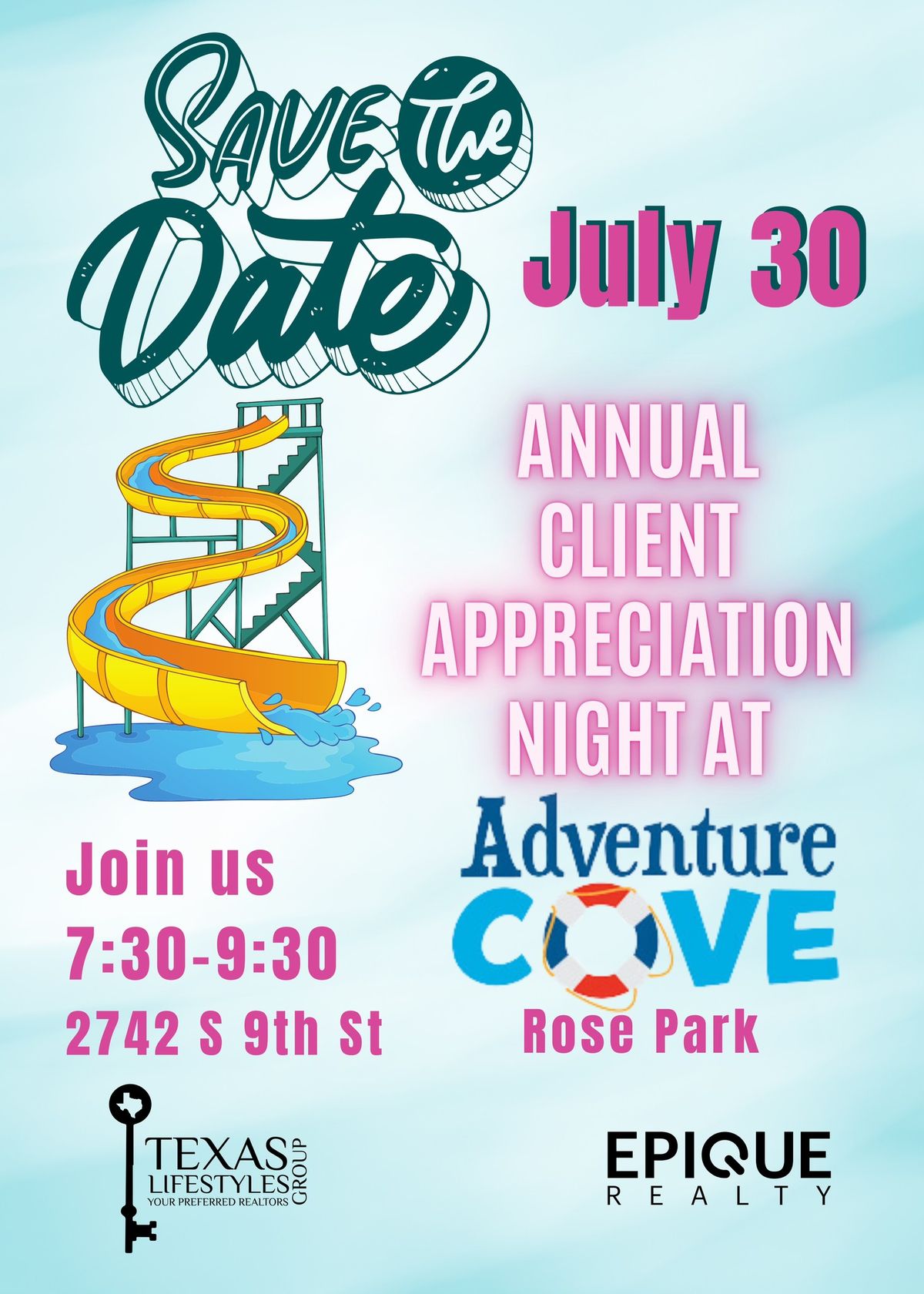 An evening with our clients at Adventure Cove! 