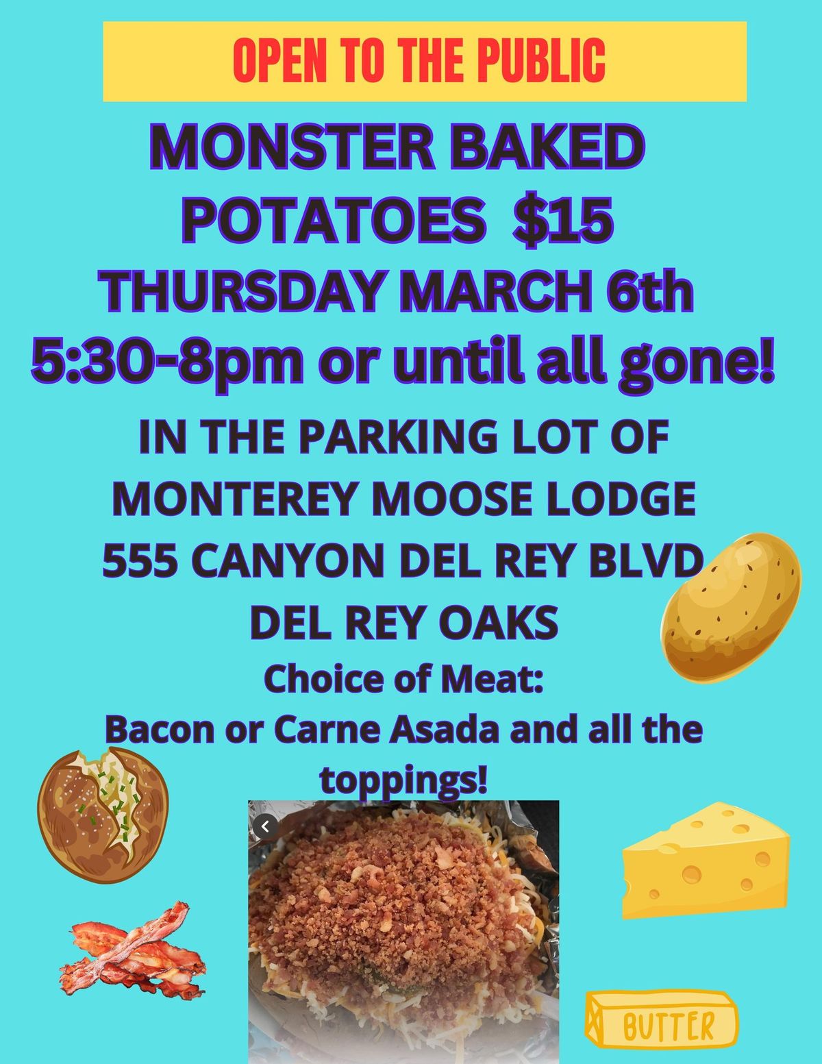 MONSTER Baked Potatoes THURSDAY March 6th