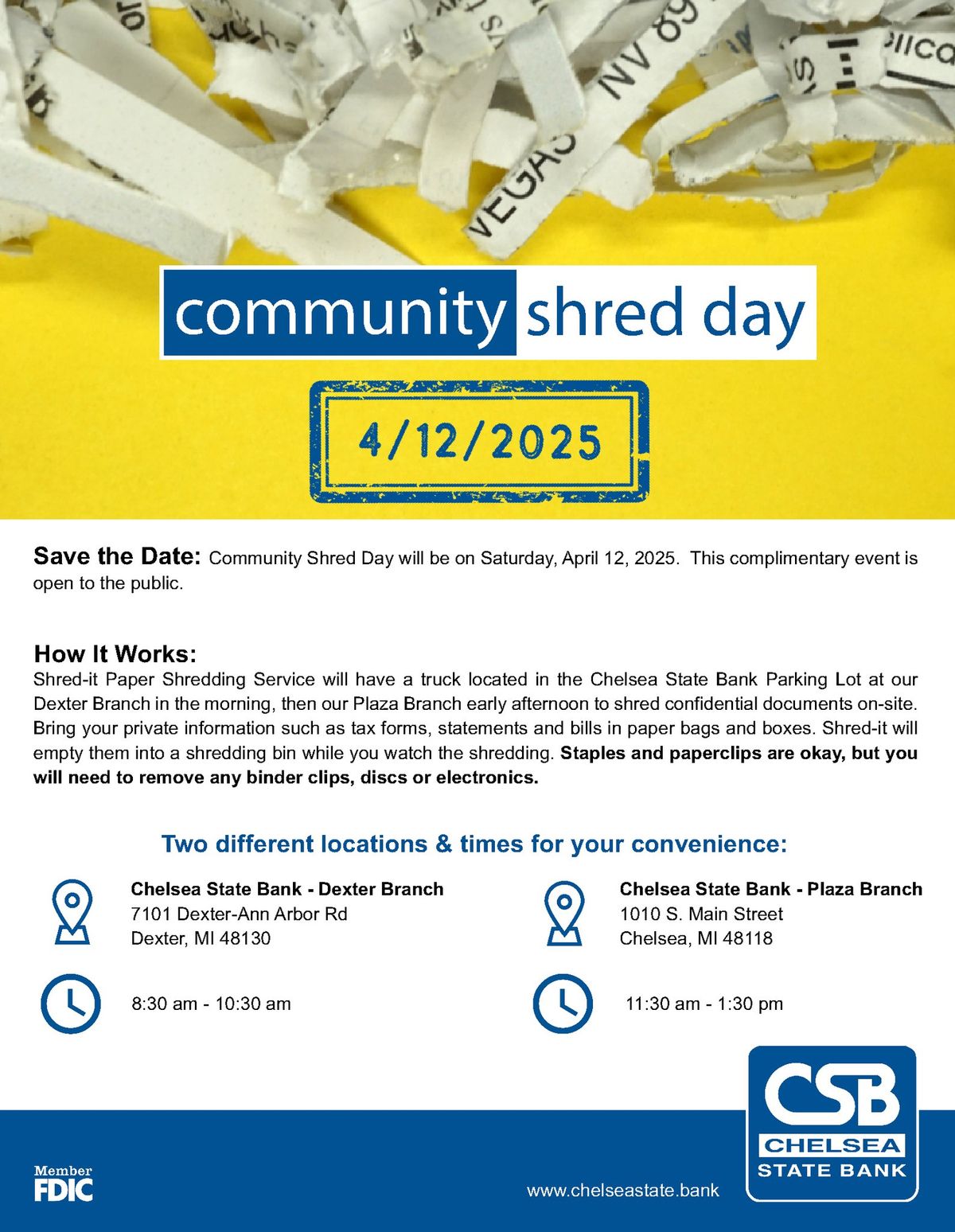 Community Shred Day - Chelsea