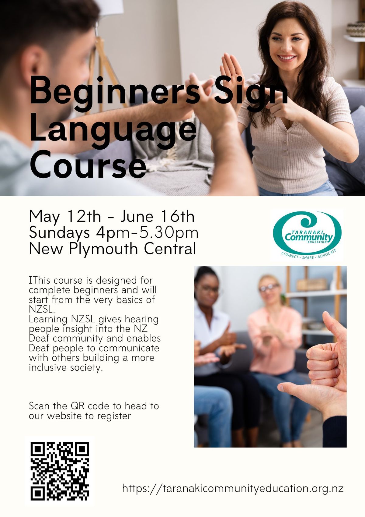 Beginners Sign Language Course - New Plymouth 