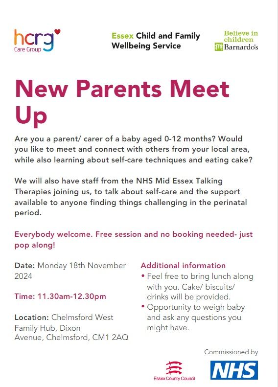 New Parents Meet Up: Cake and Self-Care  @ Chelmsford West Family Hub