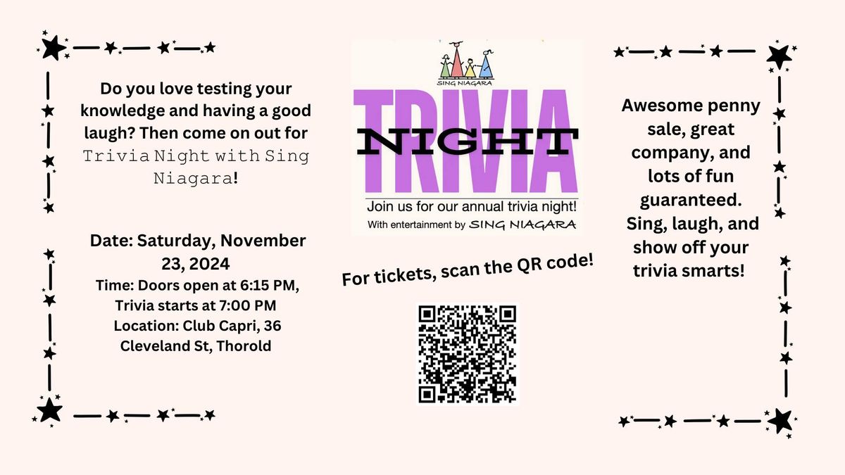 Trivia Night with Sing Niagara