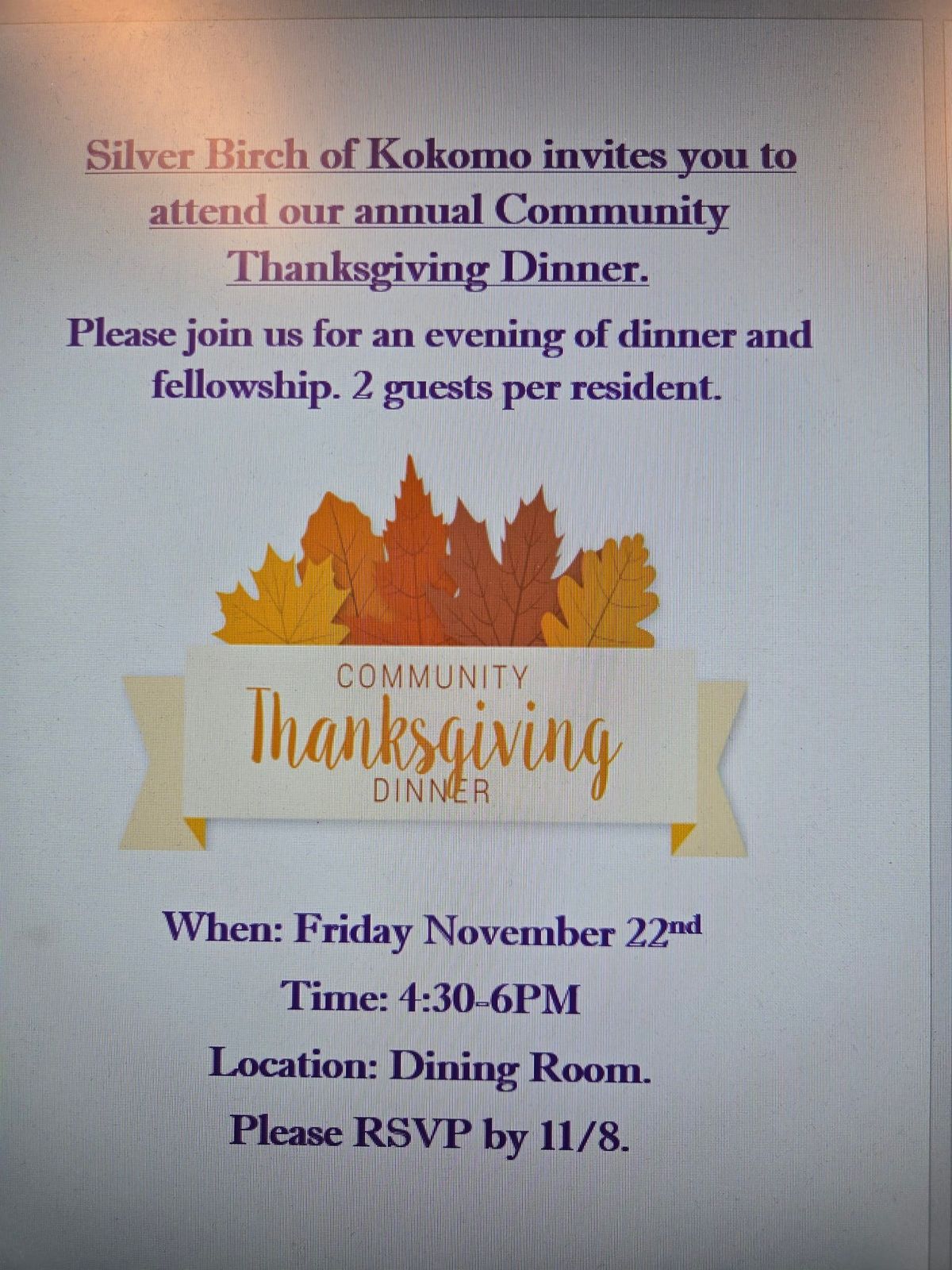 Community Thanksgiving Dinner 