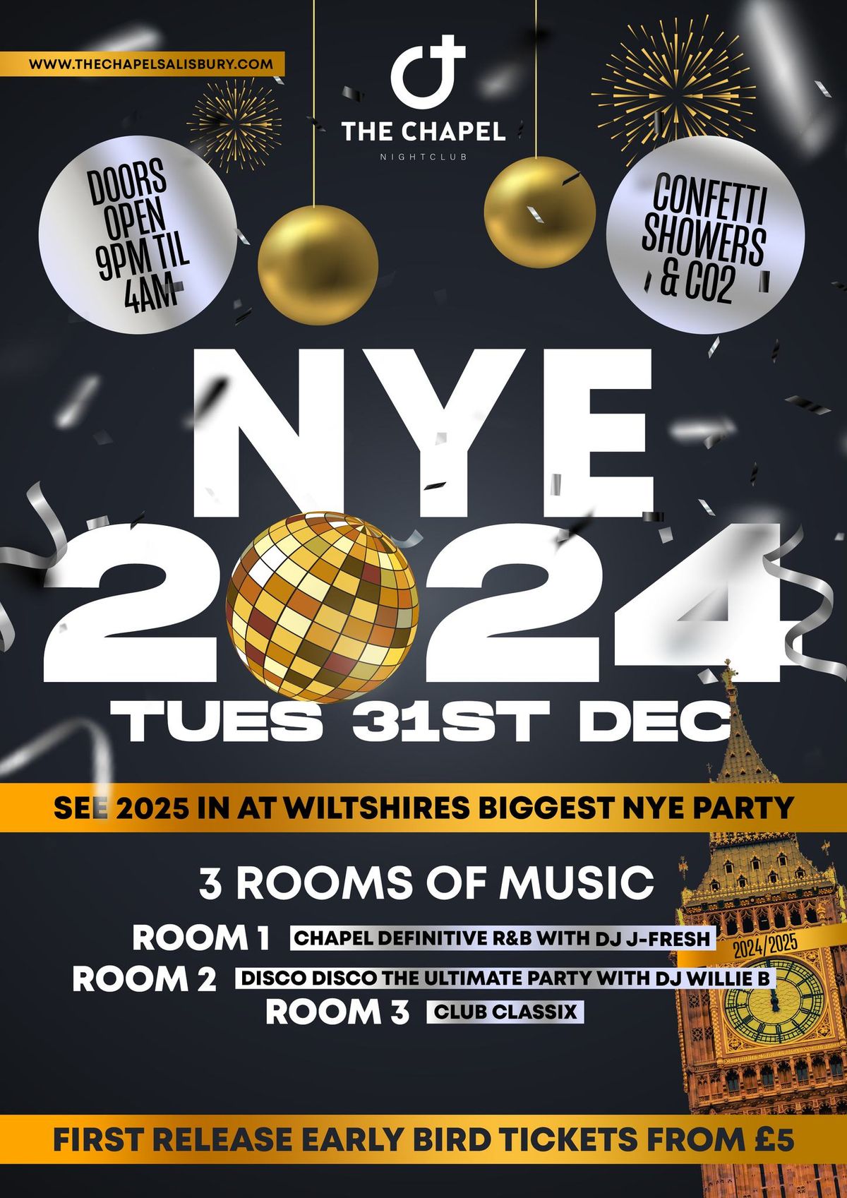 New Years Eve Tuesday 31st December 2024