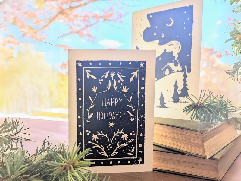 DIY Block Printed Greeting Cards