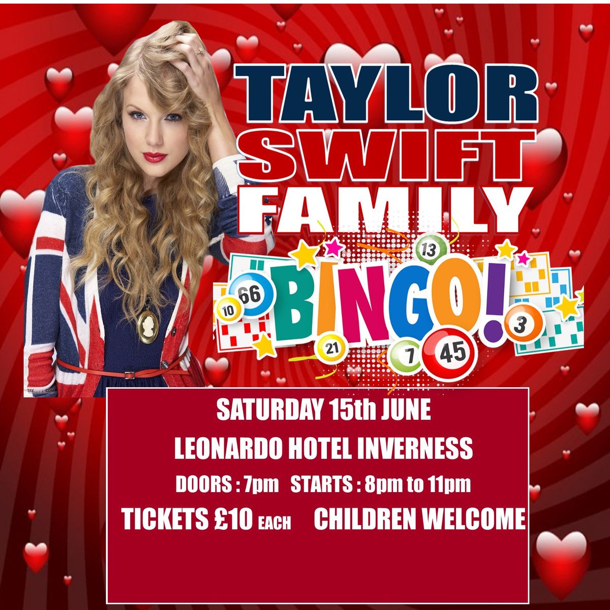 Inverness Taylor Swift Family Bingo