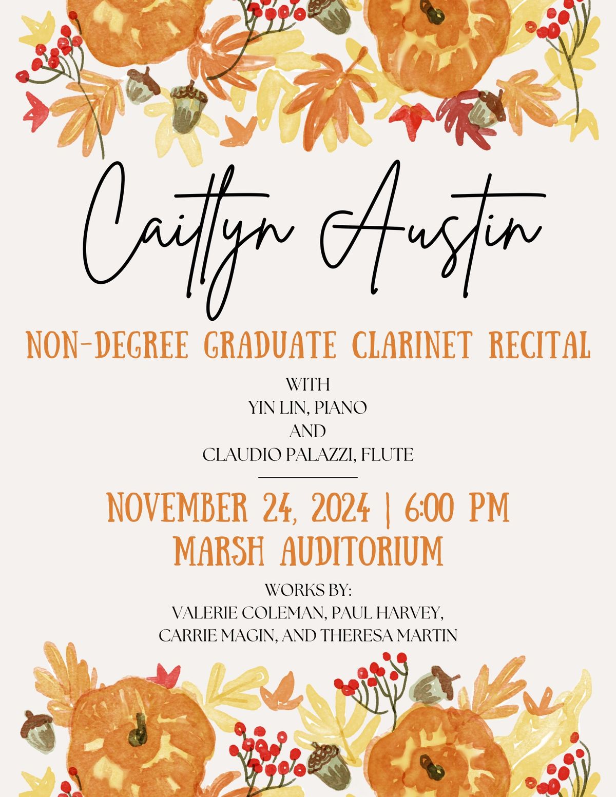 Caitlyn Austin, Non-Degree Recital