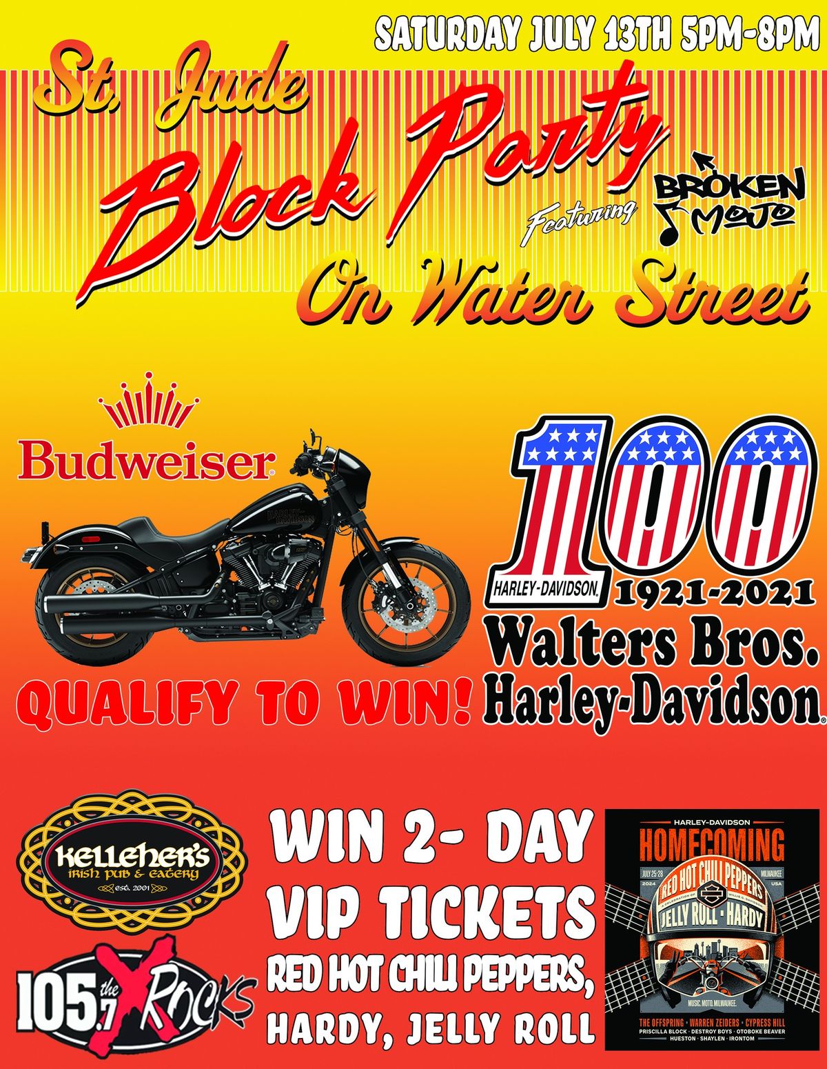 St. Jude Block Party at Kelleher's on Water Street with Broken Mojo LIVE and your chance to WIN! 