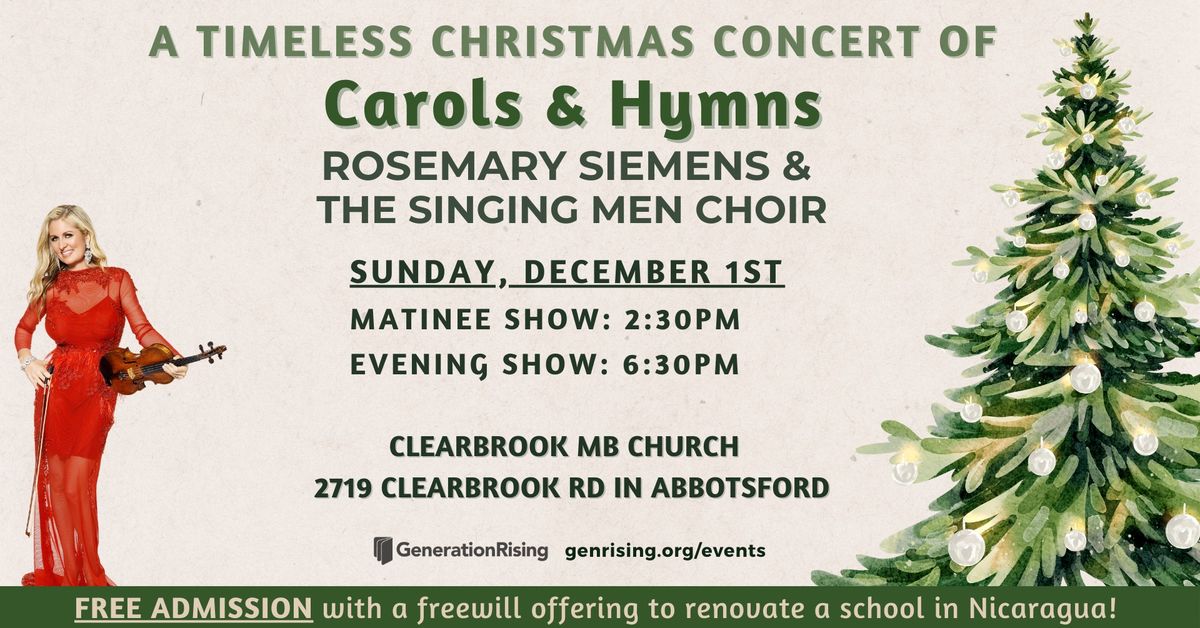 A Timeless Christmas with Rosemary Siemens and the Singing Men (Evening Concert)