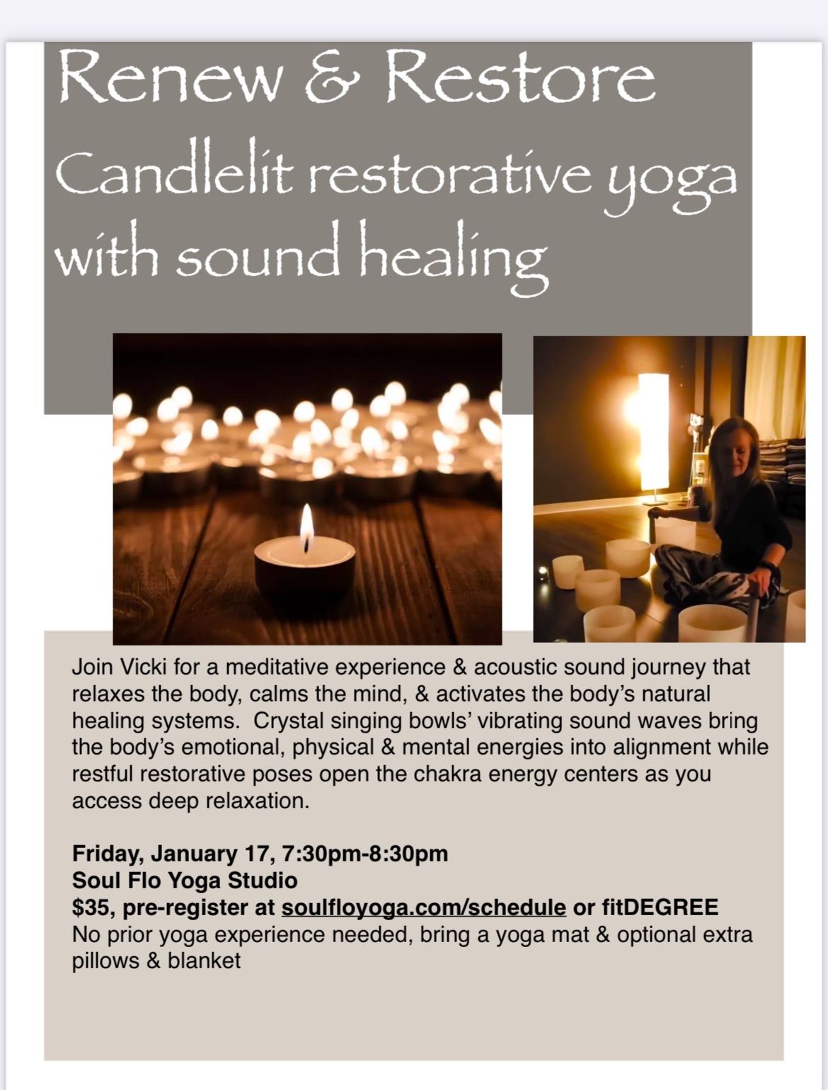 Renew & Restore; Candlelit Yoga with Sound Healing 