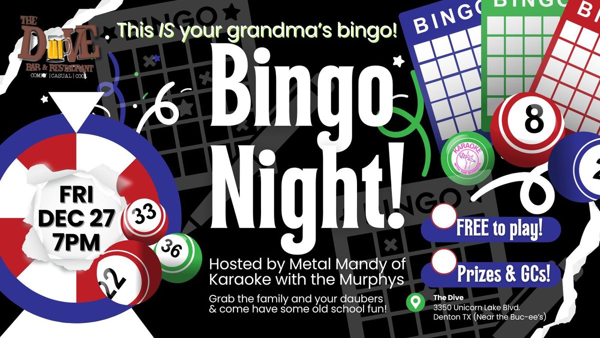 Mandy's Old School Bingo Night at The Dive Returns!