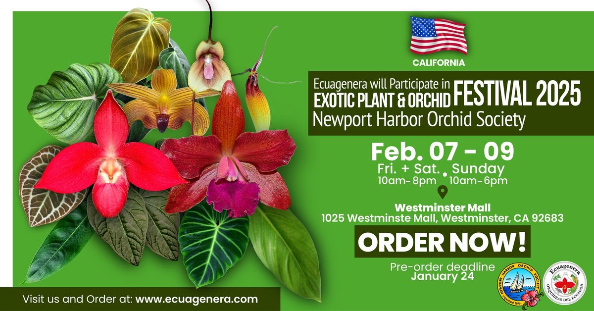 Ecuagenera will Participate in EXOTIC PLANT & ORCHID FESTIVAL 2025 Newport Harbor Orchid Society