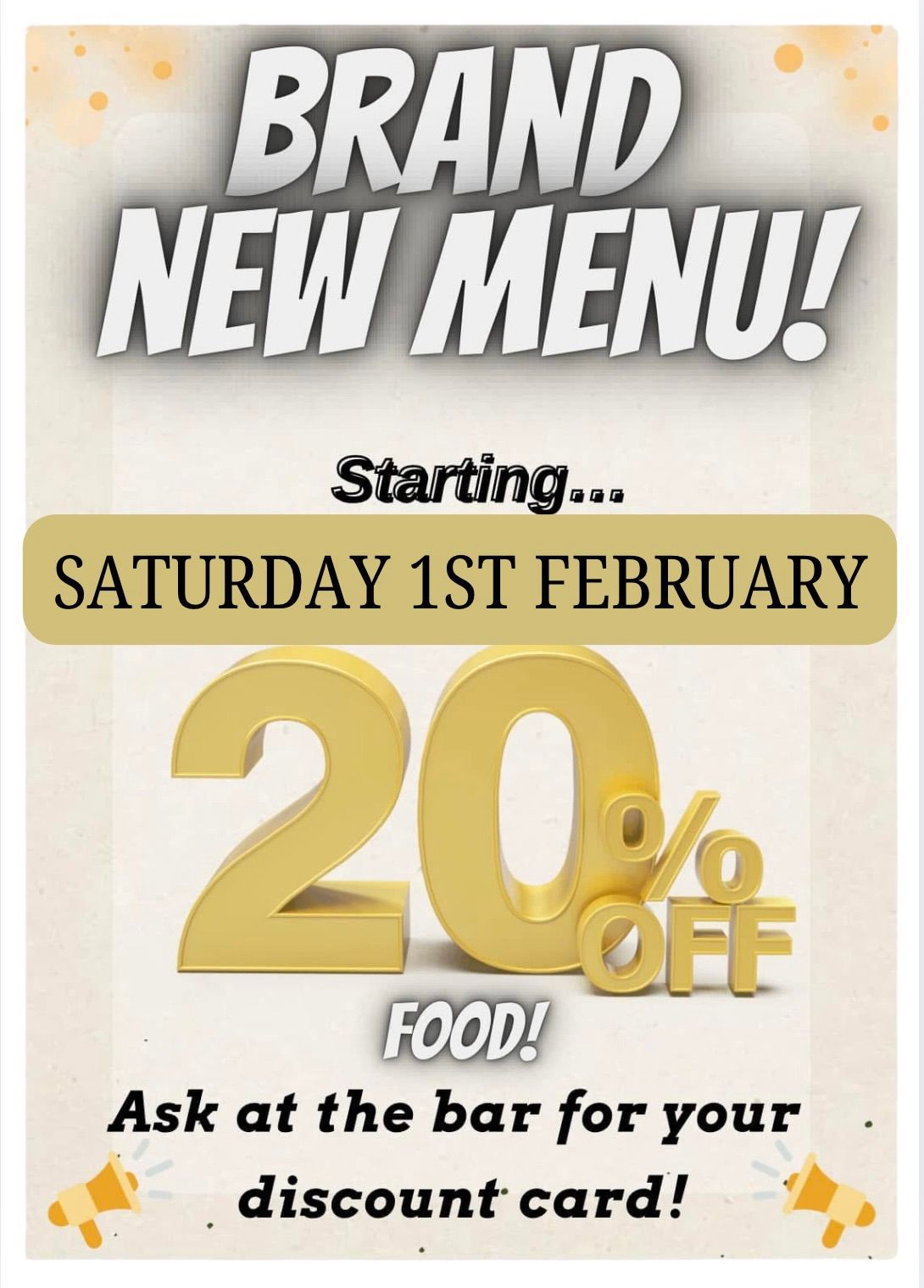 Brand new menu starting Saturday 1st February\ud83c\udf7d\ufe0f\ud83e\udd29\ud83d\udc4f\ud83c\udffc