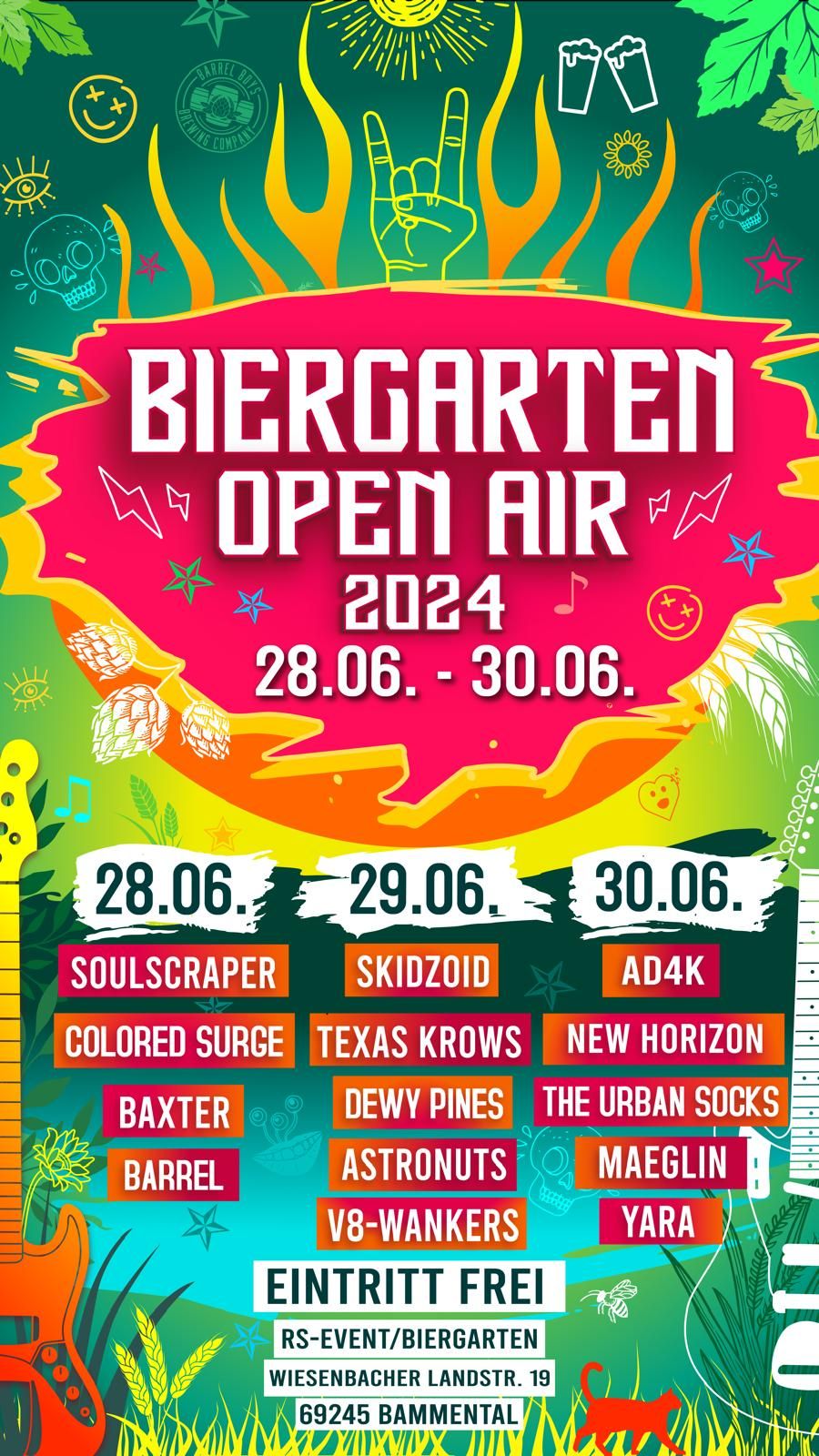 Biergarten Open Air 2024: soulscraper + BARREL + Baxter + ColoredS