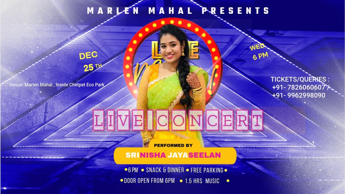 SRINISHA LIVE CONCERT @ Marlen Mahal in Chetpet Eco Park 