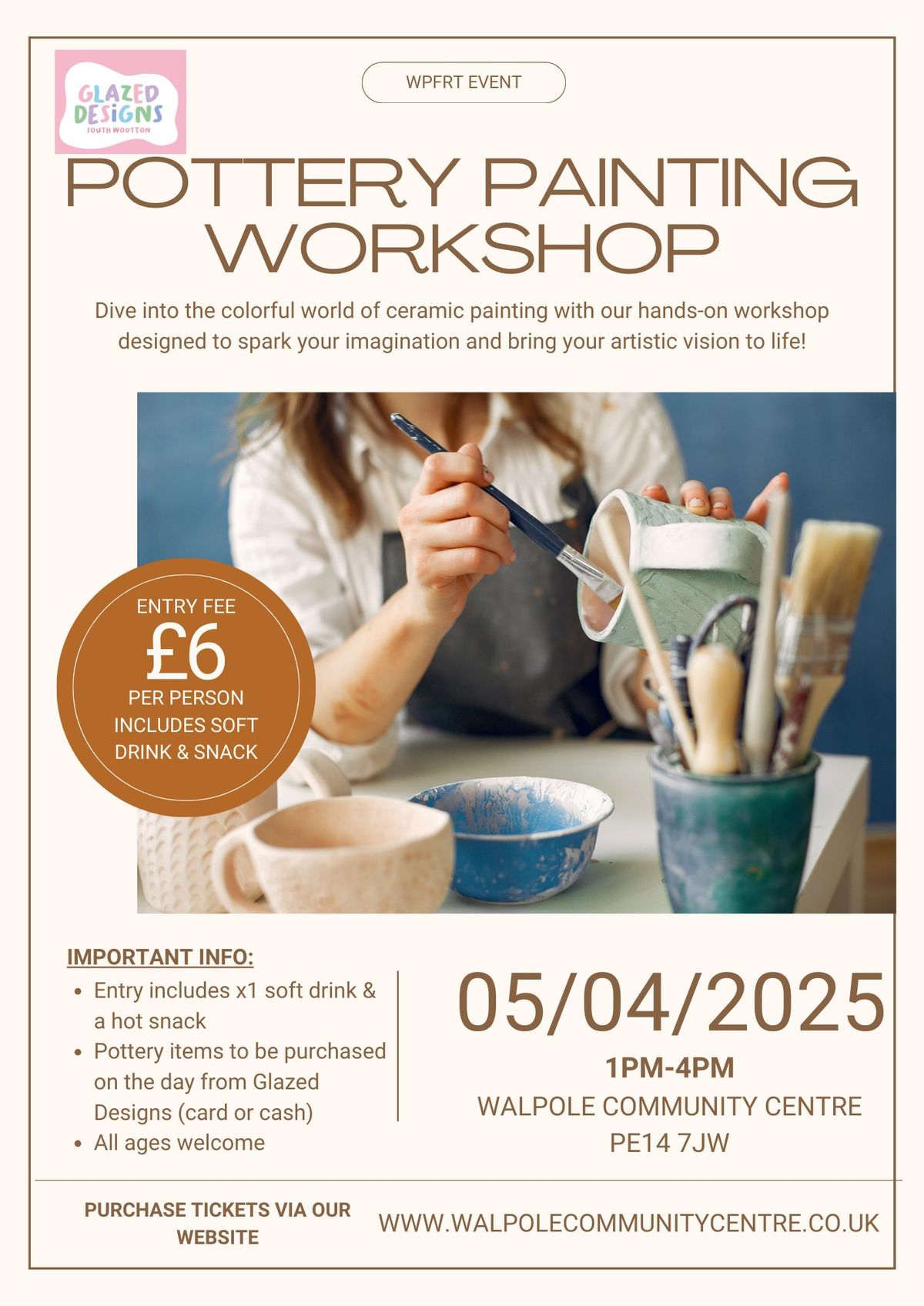 Pottery Painting Workshop, all ages welcome. 