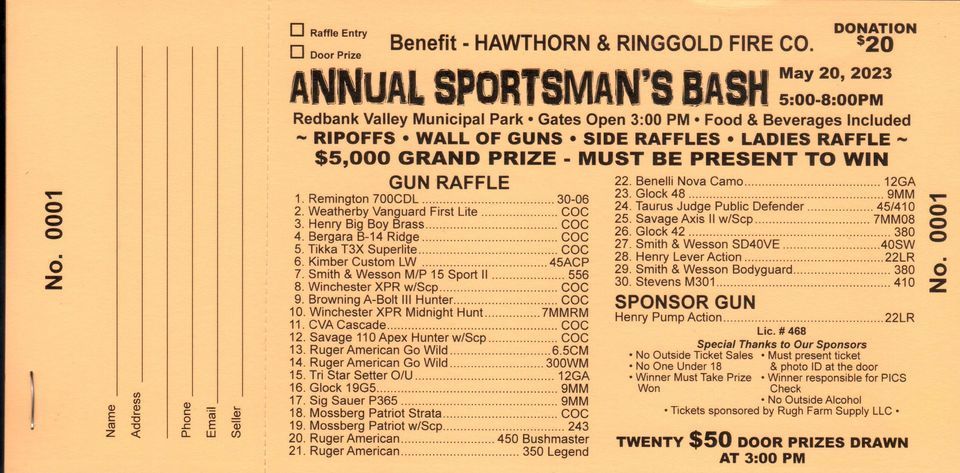 Hawthorn & Ringgold Fire CO. 2023 Annual Sportsman's Bash