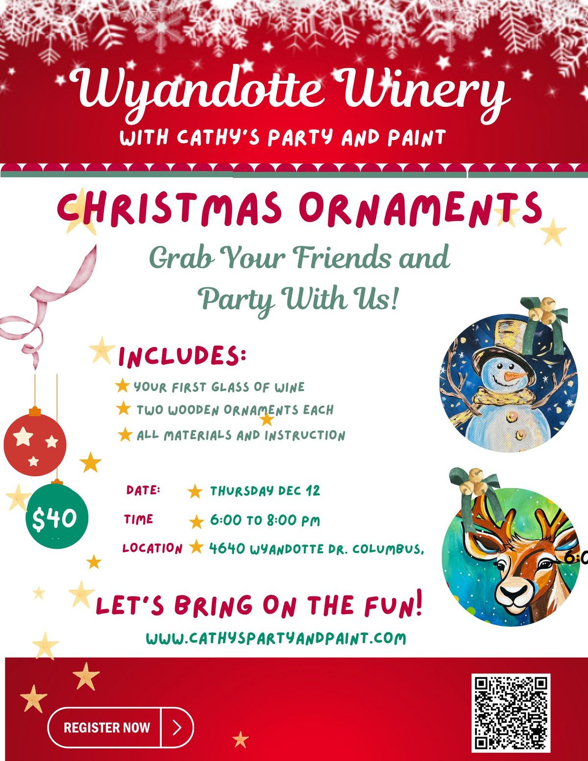 \ud83c\udfa8\ud83c\udf77 Party and Paint: Paint Your Own Holiday Ornaments! \ud83c\udf77\ud83c\udfa8