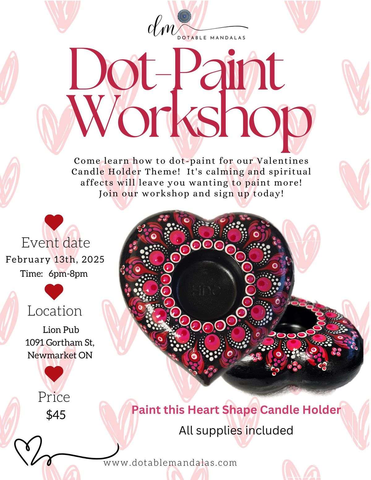 Newmarket-Valentine's Theme Candle Holder Dot-Paint Night