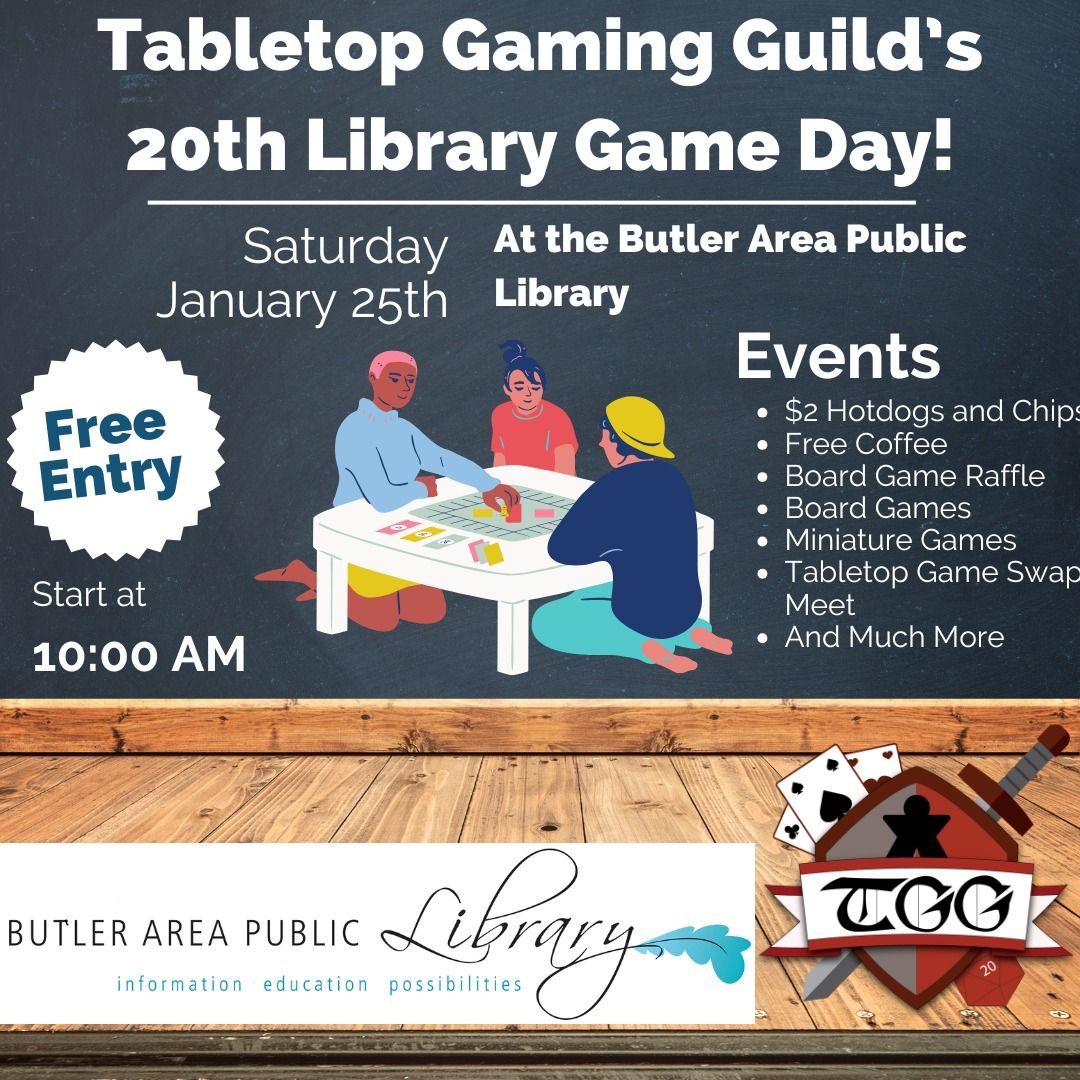 Tabletop Gaming Guild\u2019s 20th Library Game Day!