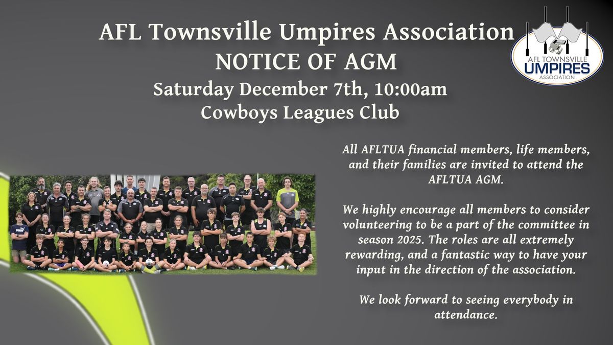 AFL Townsville Umpires Association Annual General Meeting