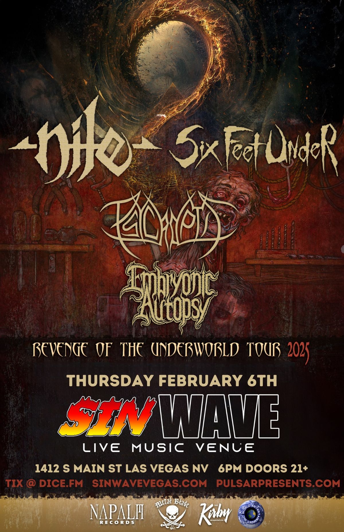 NILE + SIX FEET UNDER w\/ Psycroptic, Embryonic Autopsy (21+)