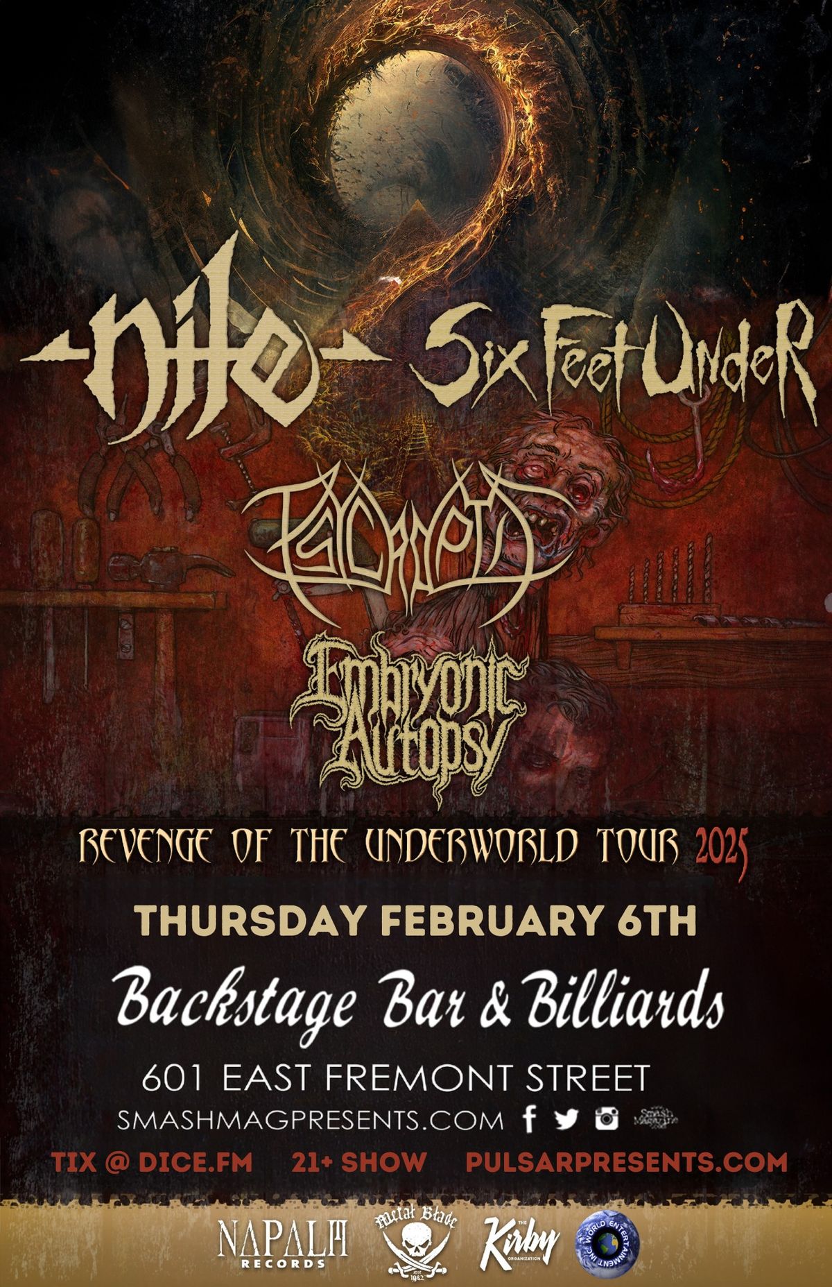 NILE + SIX FEET UNDER w\/ Psycroptic, Embryonic Autopsy (21+)