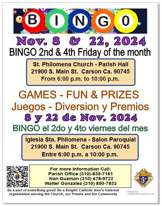 Knights of Columbus 2nd & 4th Friday BINGO FUNdraiser