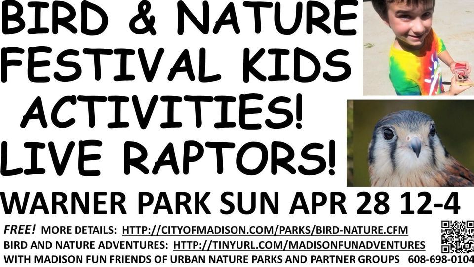"11th Annual Free Madison Bird and Nature Festival" at the Warner Park Rainbow Shelter