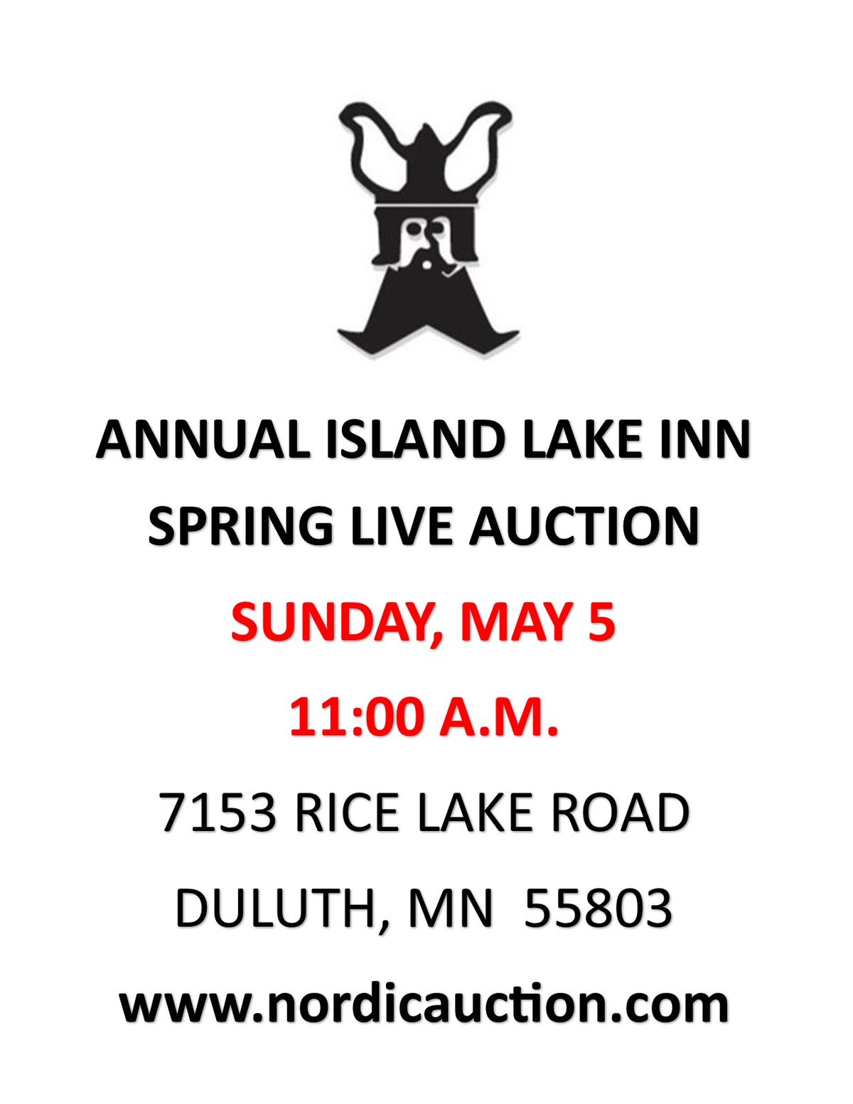 Nordic's ANNUAL ISLAND LAKE INN Live Auction (May 5) @Island Lake Inn