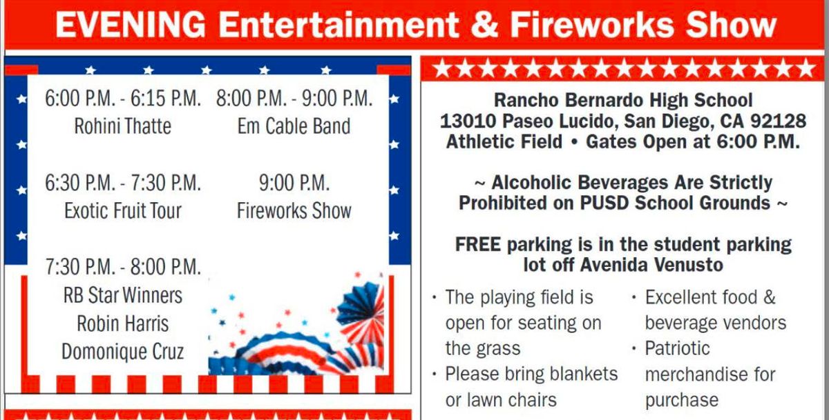 Spirit of the Fourth Evening Events & Fireworks
