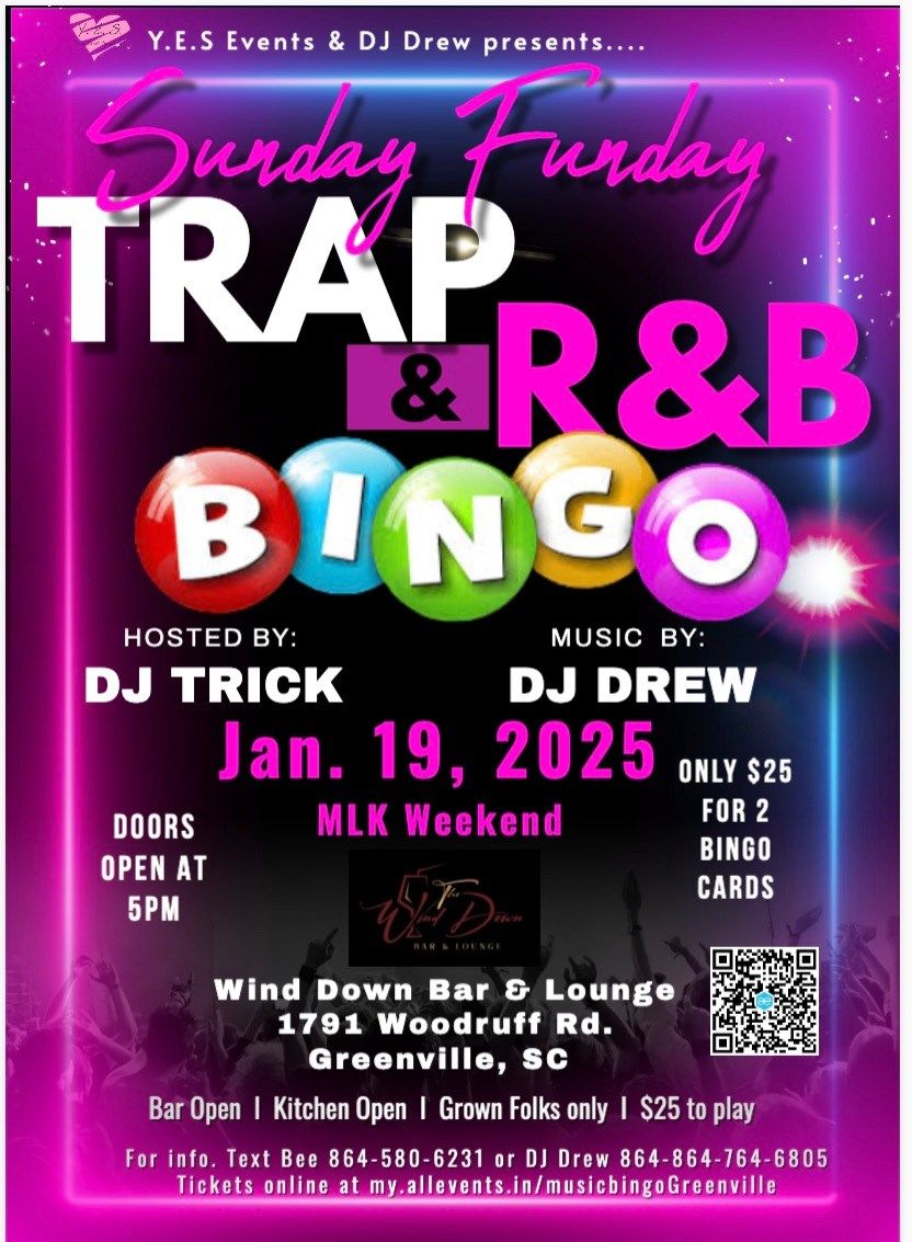 Greenville Trap vs R&B Music Bingo 