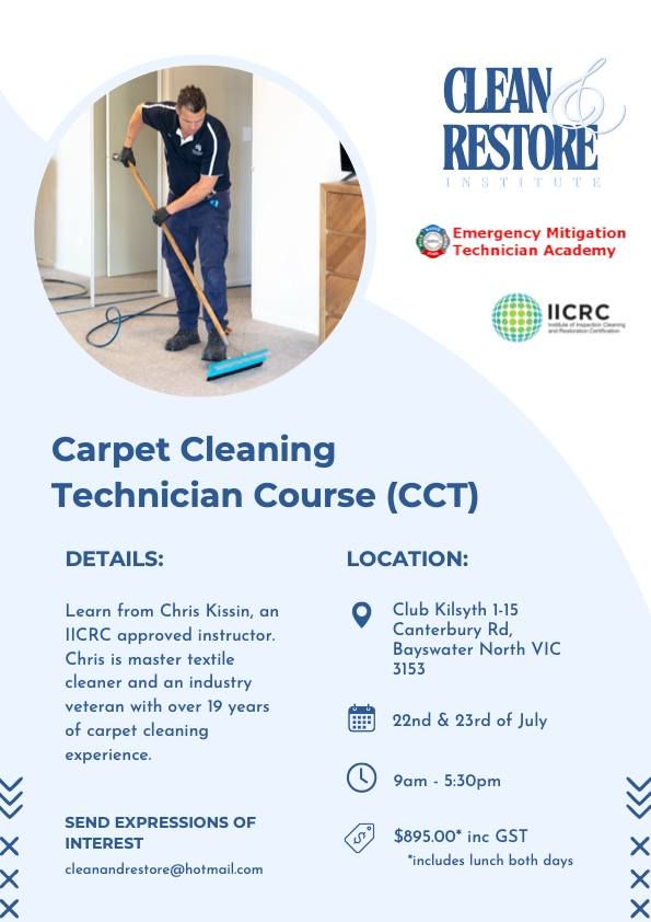 Carpet Cleaning Technician Course (CCT) - Melbourne VIC