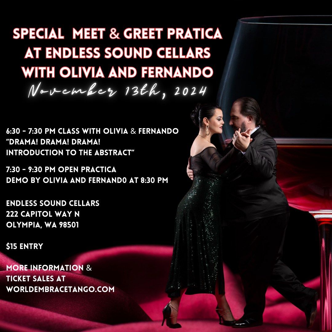 Special Meet & Greet Practica at Endless Sound Cellars with Olivia and Fernando, November 13th 