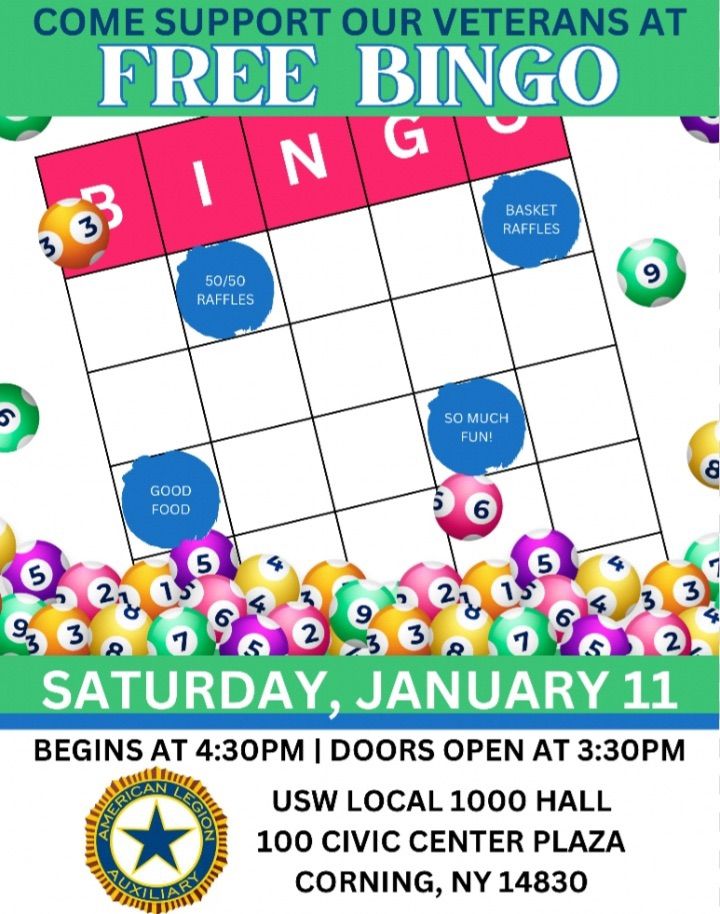 Corning American Legion Auxiliary Unit 746 Free Bingo 