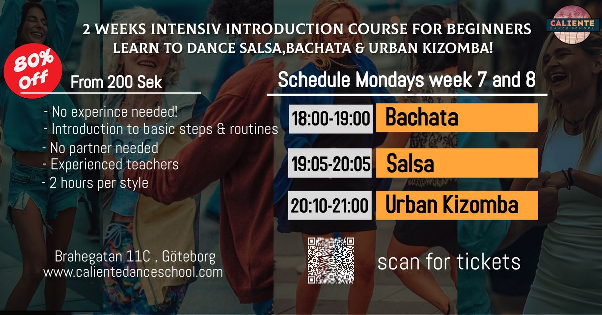 Intensive course for Beginners in Salsa, Bachata and Urban Kizomba