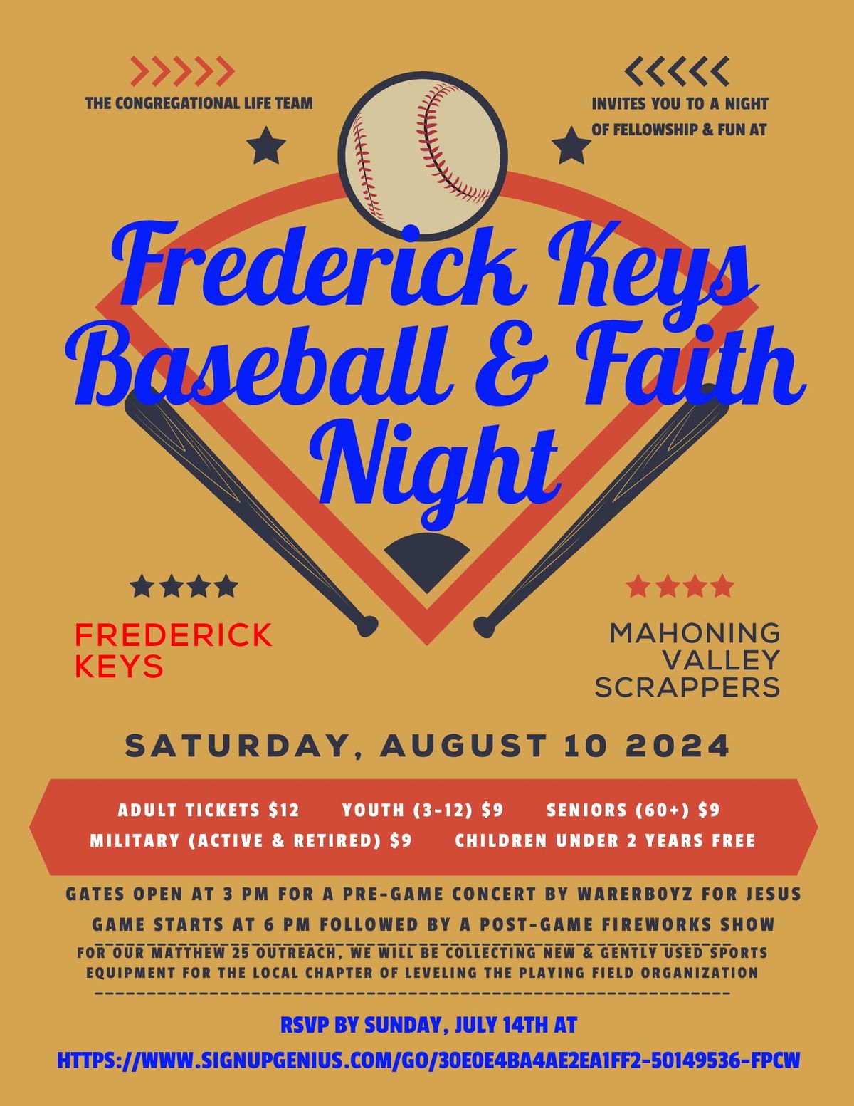 FPCW Frederick Keys Game & Faith Night